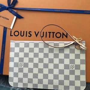 LV Neverfull MM POCHETTE Damier Azure Pink Rose